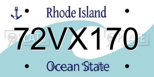 72VX170 Rhode Island License Plate