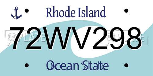 72WV298 Rhode Island License Plate