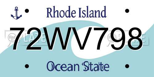 72WV798 Rhode Island License Plate
