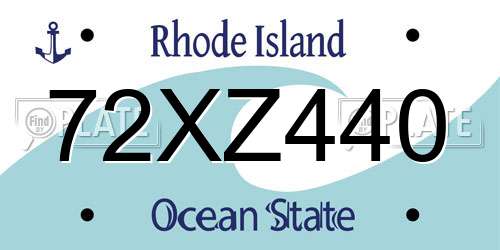 72XZ440 Rhode Island License Plate
