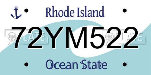 72YM522 Rhode Island License Plate