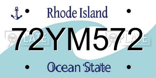 72YM572 Rhode Island License Plate