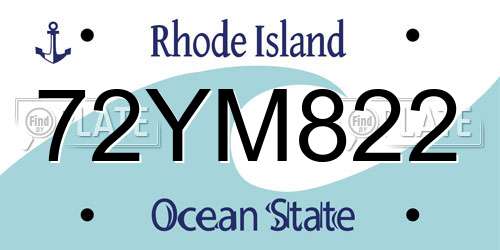 72YM822 Rhode Island License Plate