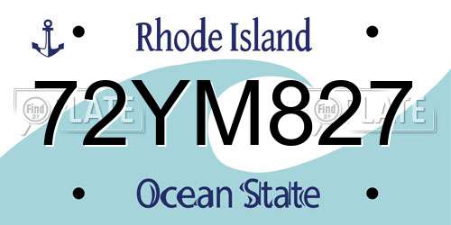 72YM827 Rhode Island License Plate