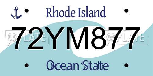 72YM877 Rhode Island License Plate