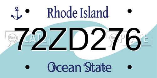 72ZD276 Rhode Island License Plate