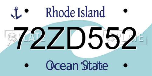 72ZD552 Rhode Island License Plate