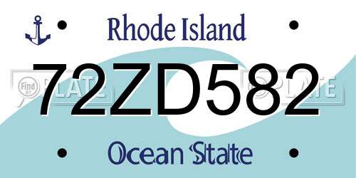 72ZD582 Rhode Island License Plate