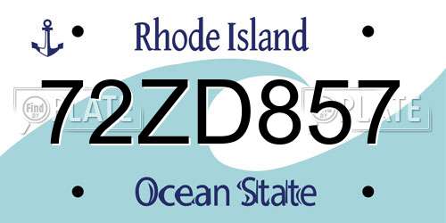 72ZD857 Rhode Island License Plate