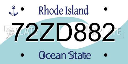 72ZD882 Rhode Island License Plate