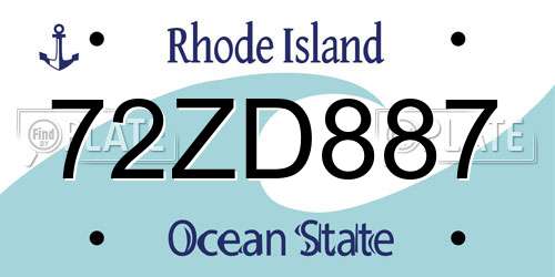 72ZD887 Rhode Island License Plate