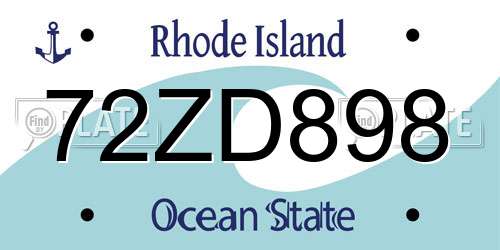 72ZD898 Rhode Island License Plate