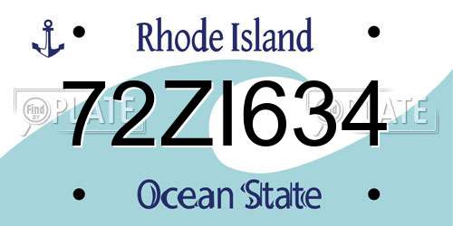 72ZI634 Rhode Island License Plate