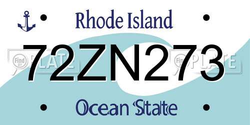 72ZN273 Rhode Island License Plate