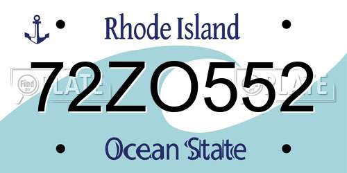 72ZO552 Rhode Island License Plate