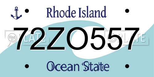 72ZO557 Rhode Island License Plate