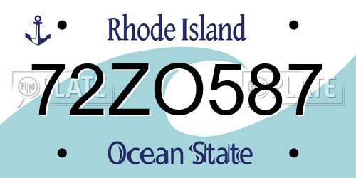 72ZO587 Rhode Island License Plate