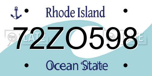 72ZO598 Rhode Island License Plate