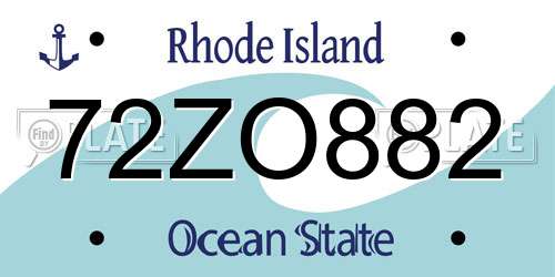 72ZO882 Rhode Island License Plate