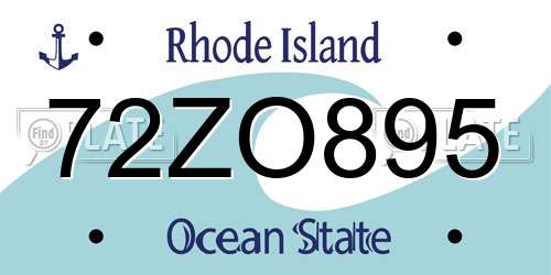 72ZO895 Rhode Island License Plate