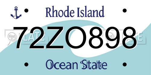 72ZO898 Rhode Island License Plate