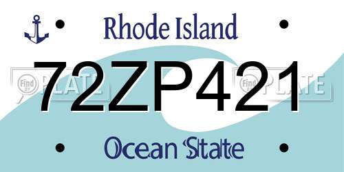 72ZP421 Rhode Island License Plate