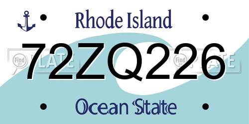 72ZQ226 Rhode Island License Plate