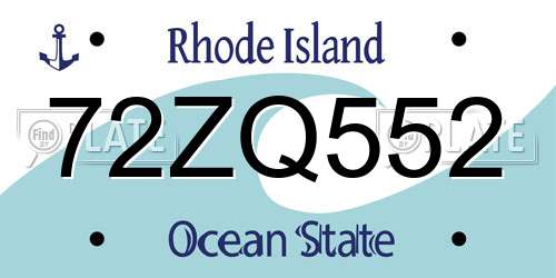 72ZQ552 Rhode Island License Plate