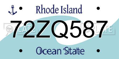 72ZQ587 Rhode Island License Plate