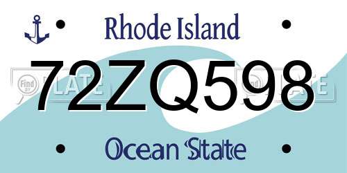 72ZQ598 Rhode Island License Plate