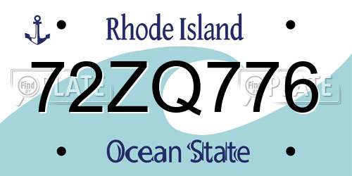 72ZQ776 Rhode Island License Plate
