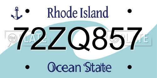 72ZQ857 Rhode Island License Plate