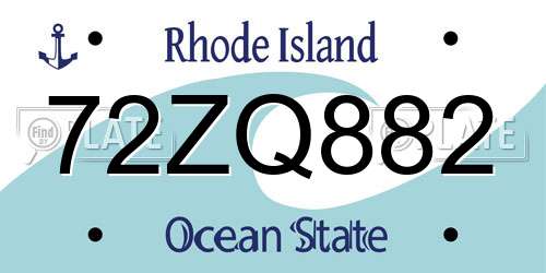 72ZQ882 Rhode Island License Plate