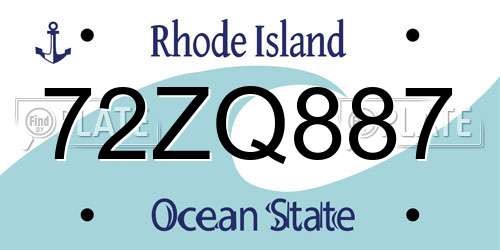 72ZQ887 Rhode Island License Plate