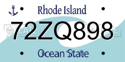 72ZQ898 Rhode Island License Plate