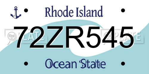72ZR545 Rhode Island License Plate