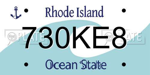 730KE8 Rhode Island License Plate