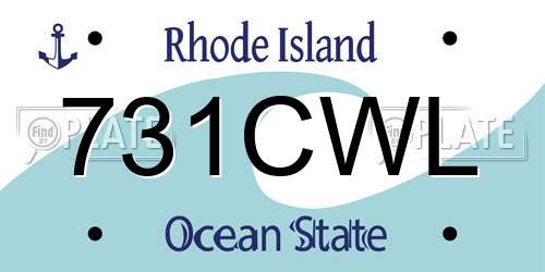 731CWL Rhode Island License Plate