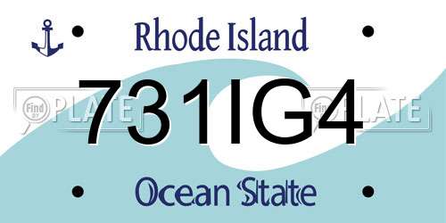 731IG4 Rhode Island License Plate