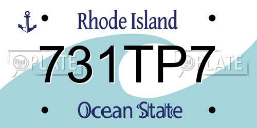 731TP7 Rhode Island License Plate