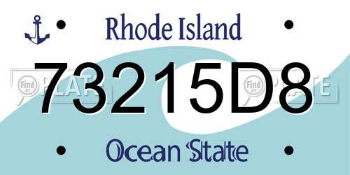 73215D8 Rhode Island License Plate