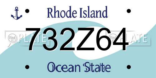 732Z64 Rhode Island License Plate
