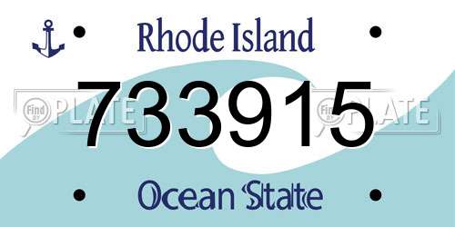 733915 Rhode Island License Plate