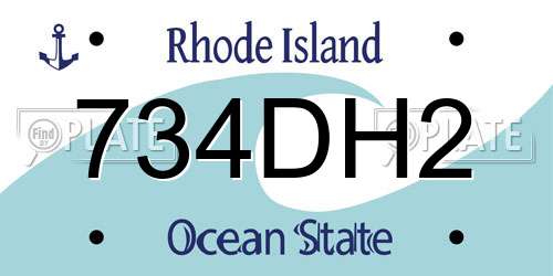 734DH2 Rhode Island License Plate