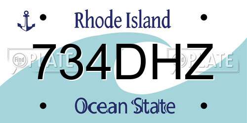 734DHZ Rhode Island License Plate