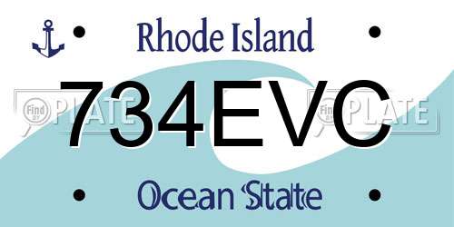 734EVC Rhode Island License Plate