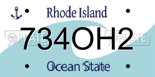 734OH2 Rhode Island License Plate