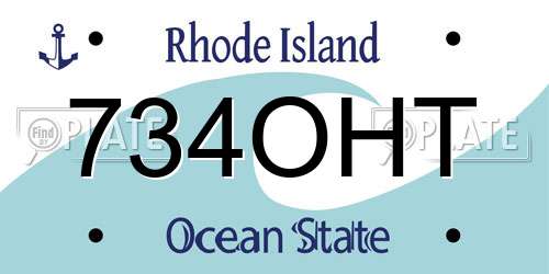 734OHT Rhode Island License Plate