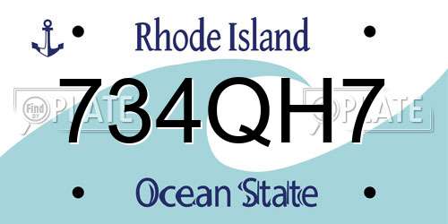 734QH7 Rhode Island License Plate