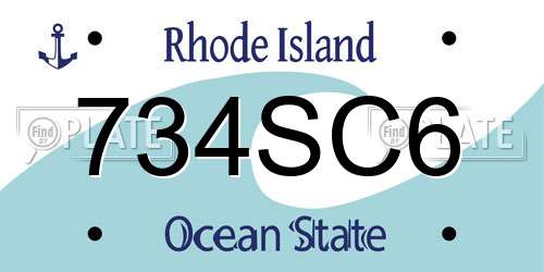 734SC6 Rhode Island License Plate
